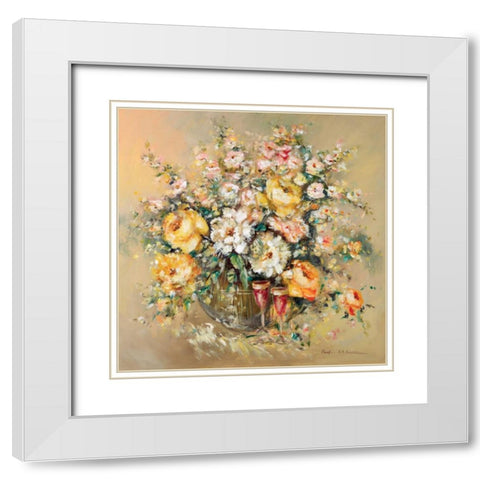 Bouqette classico I White Modern Wood Framed Art Print with Double Matting by Schottler, Katharina