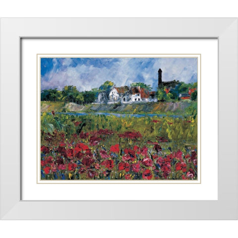 My village at the river White Modern Wood Framed Art Print with Double Matting by Cruysberg, Marijke