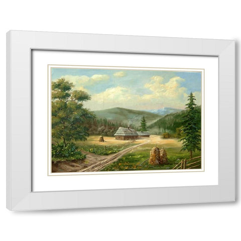 Rodnie Gori White Modern Wood Framed Art Print with Double Matting by Vlagyislav, Najgyonov