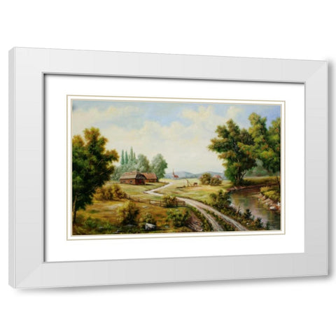 Selyskij Pejzaz White Modern Wood Framed Art Print with Double Matting by Vlagyislav, Najgyonov