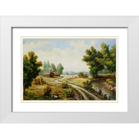 Selyskij Pejzaz White Modern Wood Framed Art Print with Double Matting by Vlagyislav, Najgyonov