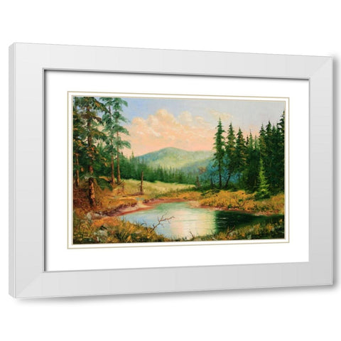 Gornoe Ozero White Modern Wood Framed Art Print with Double Matting by Vlagyislav, Najgyonov