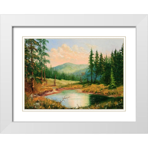 Gornoe Ozero White Modern Wood Framed Art Print with Double Matting by Vlagyislav, Najgyonov