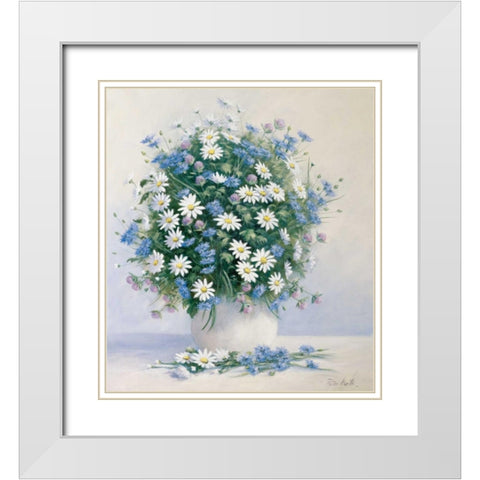 Bouquet in blue White Modern Wood Framed Art Print with Double Matting by Motz, Peter