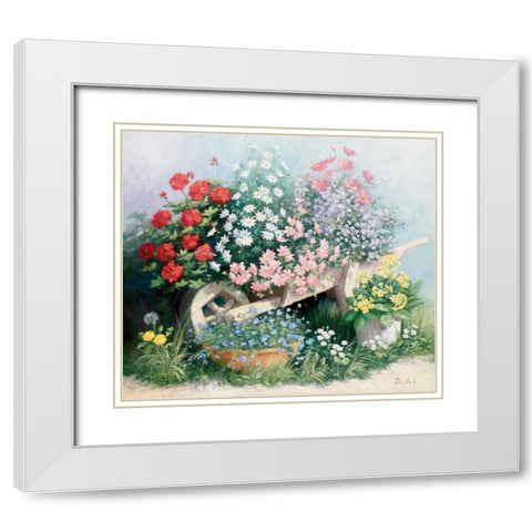 Flower parade White Modern Wood Framed Art Print with Double Matting by Motz, Peter