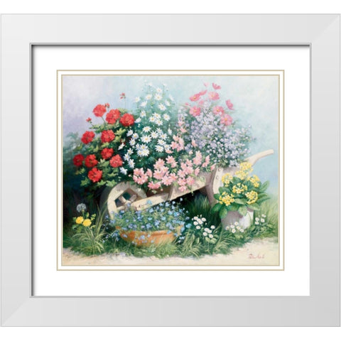 Flower parade White Modern Wood Framed Art Print with Double Matting by Motz, Peter