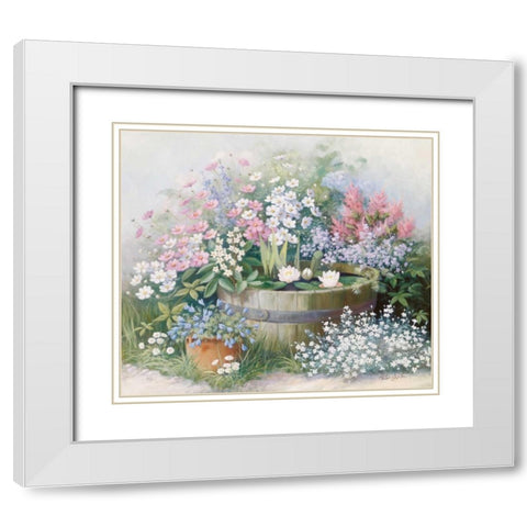 Water-lilies White Modern Wood Framed Art Print with Double Matting by Motz, Peter