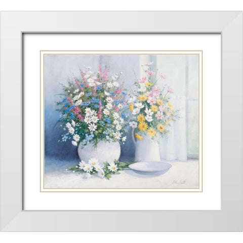 From grannys garden White Modern Wood Framed Art Print with Double Matting by Motz, Peter