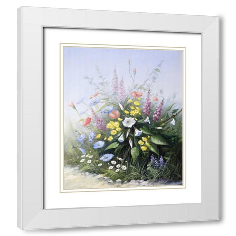 Floral symphony White Modern Wood Framed Art Print with Double Matting by Motz, Peter