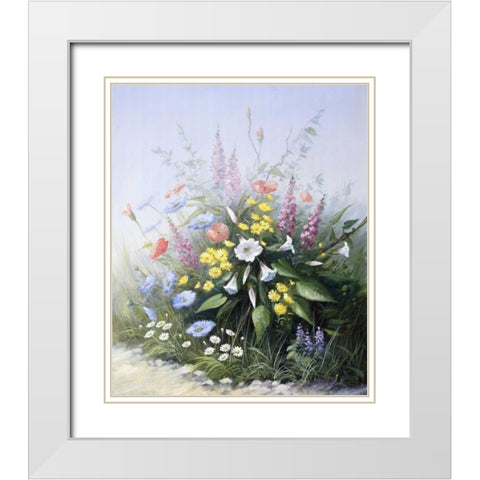 Floral symphony White Modern Wood Framed Art Print with Double Matting by Motz, Peter
