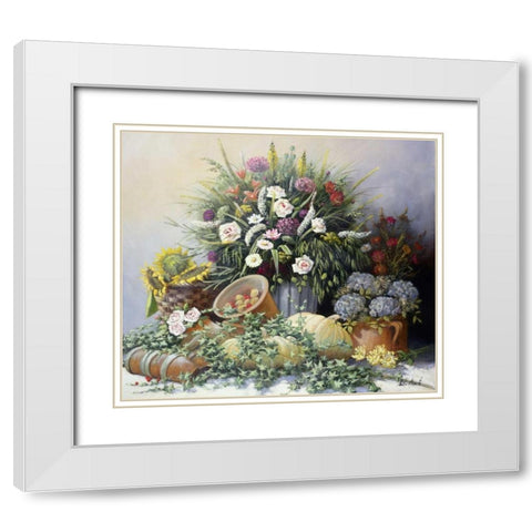 Pumpkins White Modern Wood Framed Art Print with Double Matting by Motz, Peter
