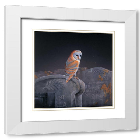 Grafeyard owl White Modern Wood Framed Art Print with Double Matting by Weenink, Ruud