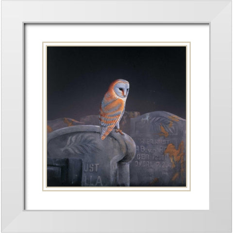 Grafeyard owl White Modern Wood Framed Art Print with Double Matting by Weenink, Ruud