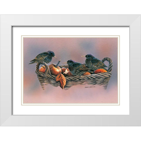 Family birds White Modern Wood Framed Art Print with Double Matting by Weenink, Ruud
