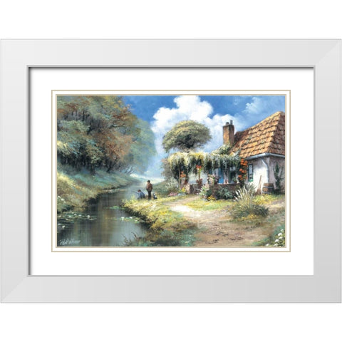 Fishing men White Modern Wood Framed Art Print with Double Matting by Withaar, Reint