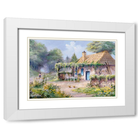 Blue door White Modern Wood Framed Art Print with Double Matting by Withaar, Reint