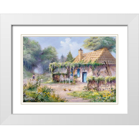 Blue door White Modern Wood Framed Art Print with Double Matting by Withaar, Reint