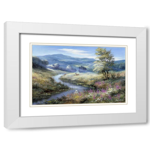 Lonely deers White Modern Wood Framed Art Print with Double Matting by Withaar, Reint