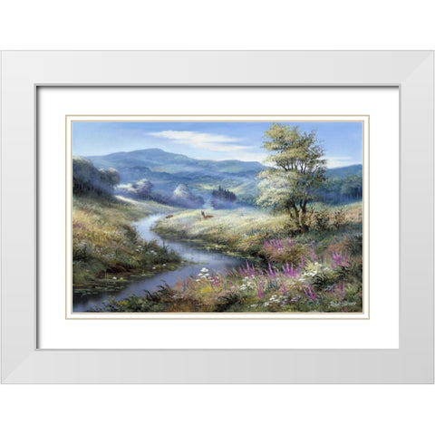 Lonely deers White Modern Wood Framed Art Print with Double Matting by Withaar, Reint