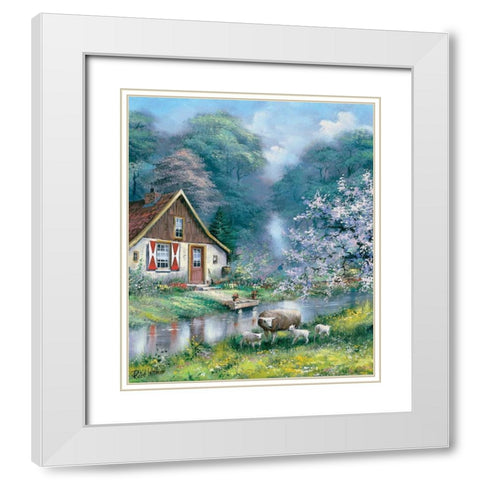 Spring White Modern Wood Framed Art Print with Double Matting by Withaar, Reint