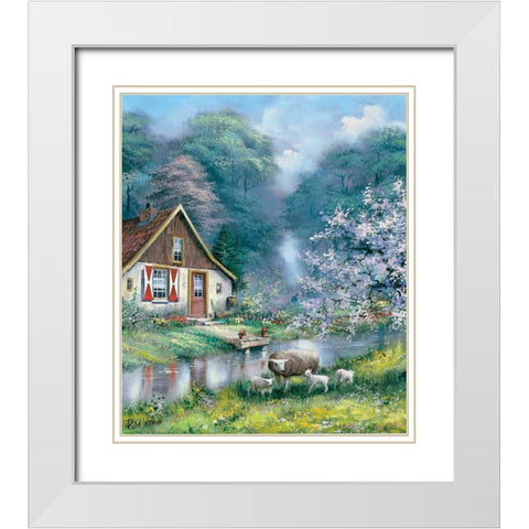 Spring White Modern Wood Framed Art Print with Double Matting by Withaar, Reint