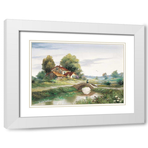 The bridge White Modern Wood Framed Art Print with Double Matting by Withaar, Reint