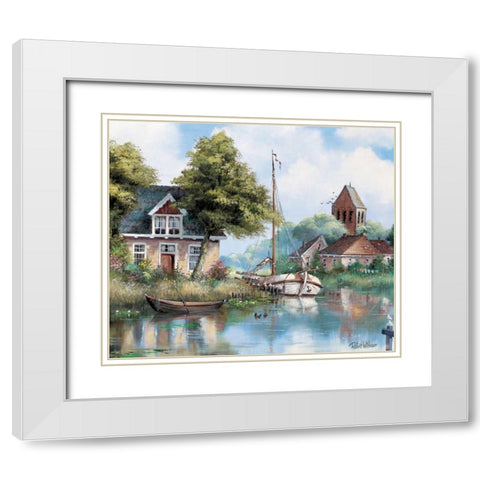 Back home White Modern Wood Framed Art Print with Double Matting by Withaar, Reint
