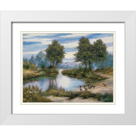 Peace in the valley White Modern Wood Framed Art Print with Double Matting by Withaar, Reint
