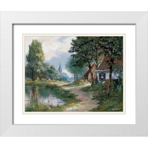 Path of peace White Modern Wood Framed Art Print with Double Matting by Withaar, Reint