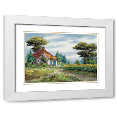 Fields of fun White Modern Wood Framed Art Print with Double Matting by Withaar, Reint
