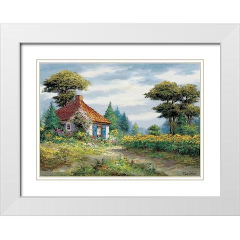 Fields of fun White Modern Wood Framed Art Print with Double Matting by Withaar, Reint