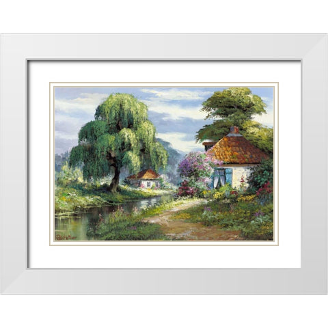 Streams of joy White Modern Wood Framed Art Print with Double Matting by Withaar, Reint