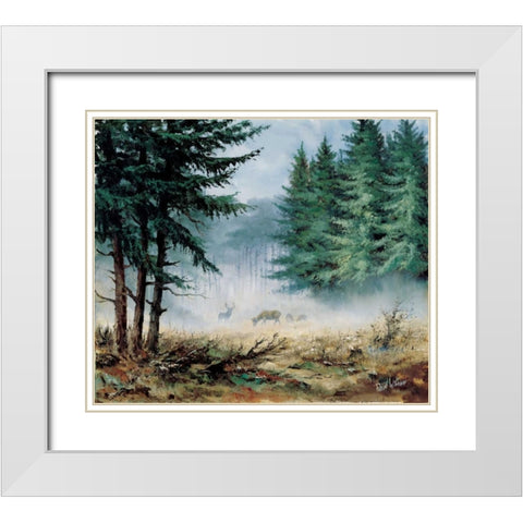Morning in mist White Modern Wood Framed Art Print with Double Matting by Withaar, Reint