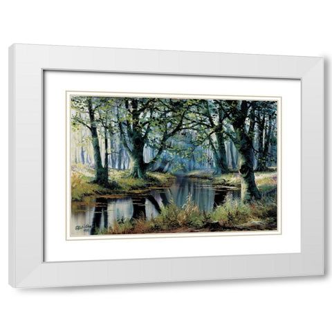 Tranquillity by the trees White Modern Wood Framed Art Print with Double Matting by Withaar, Reint