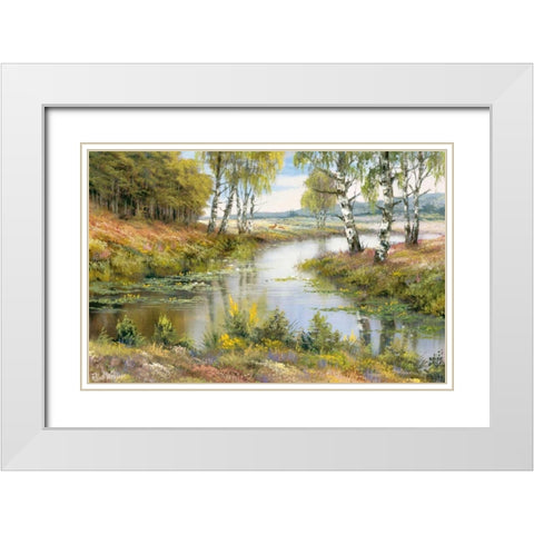 Ominous brook White Modern Wood Framed Art Print with Double Matting by Withaar, Reint