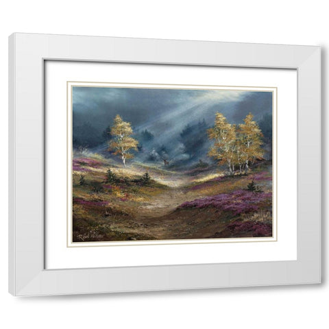 The deer noticed us White Modern Wood Framed Art Print with Double Matting by Withaar, Reint