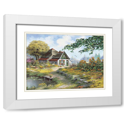 Charming farmhouse White Modern Wood Framed Art Print with Double Matting by Withaar, Reint