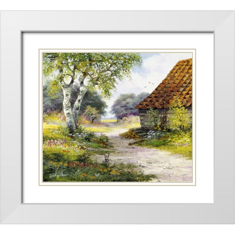 Path White Modern Wood Framed Art Print with Double Matting by Withaar, Reint