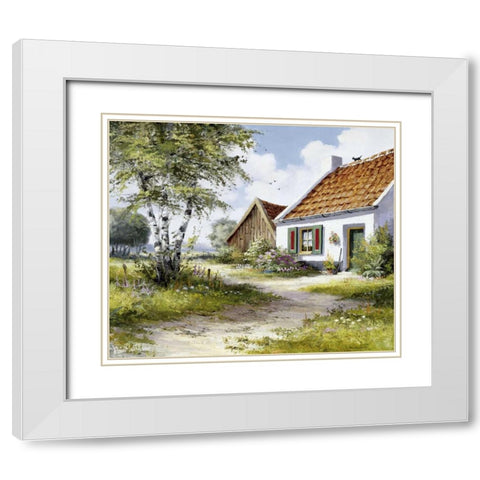 Sommer White Modern Wood Framed Art Print with Double Matting by Withaar, Reint