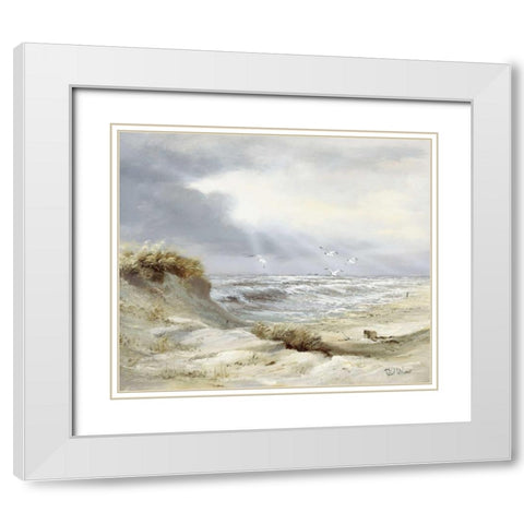 Skyfall White Modern Wood Framed Art Print with Double Matting by Withaar, Reint