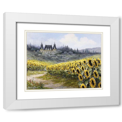 Sunflowers White Modern Wood Framed Art Print with Double Matting by Withaar, Reint