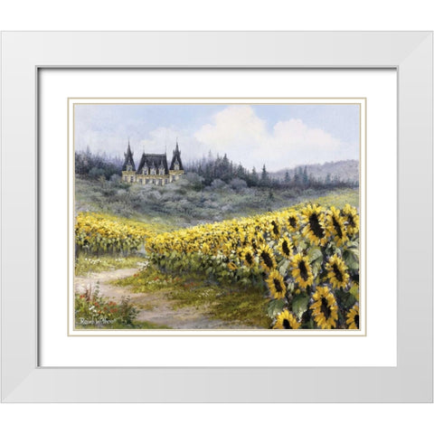 Sunflowers White Modern Wood Framed Art Print with Double Matting by Withaar, Reint