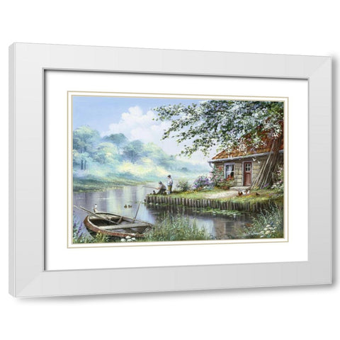 Sandway II White Modern Wood Framed Art Print with Double Matting by Withaar, Reint