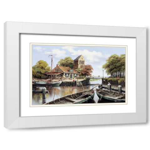 Dutch waterhouse White Modern Wood Framed Art Print with Double Matting by Withaar, Reint