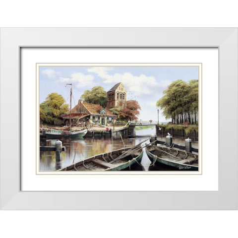 Dutch waterhouse White Modern Wood Framed Art Print with Double Matting by Withaar, Reint