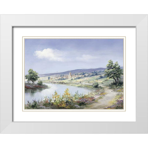Lake way White Modern Wood Framed Art Print with Double Matting by Withaar, Reint