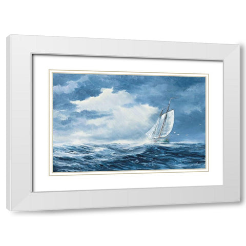 Sailing White Modern Wood Framed Art Print with Double Matting by Withaar, Reint