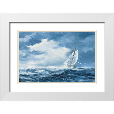 Sailing White Modern Wood Framed Art Print with Double Matting by Withaar, Reint