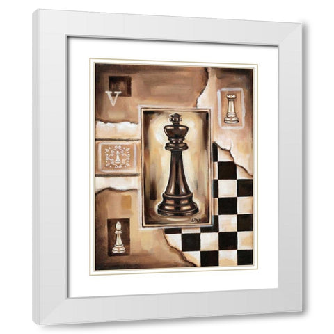 Chess King White Modern Wood Framed Art Print with Double Matting by Fields, Wendy