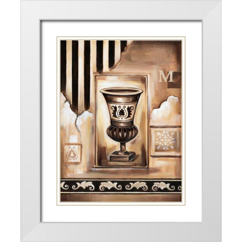 Vase I White Modern Wood Framed Art Print with Double Matting by Fields, Wendy